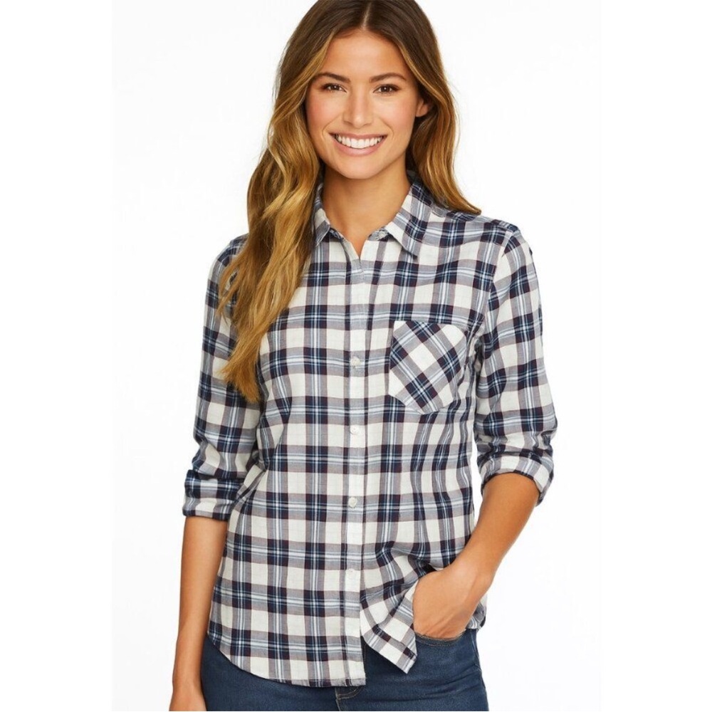 Untuckit Top 18 Plaid Button Down Blue